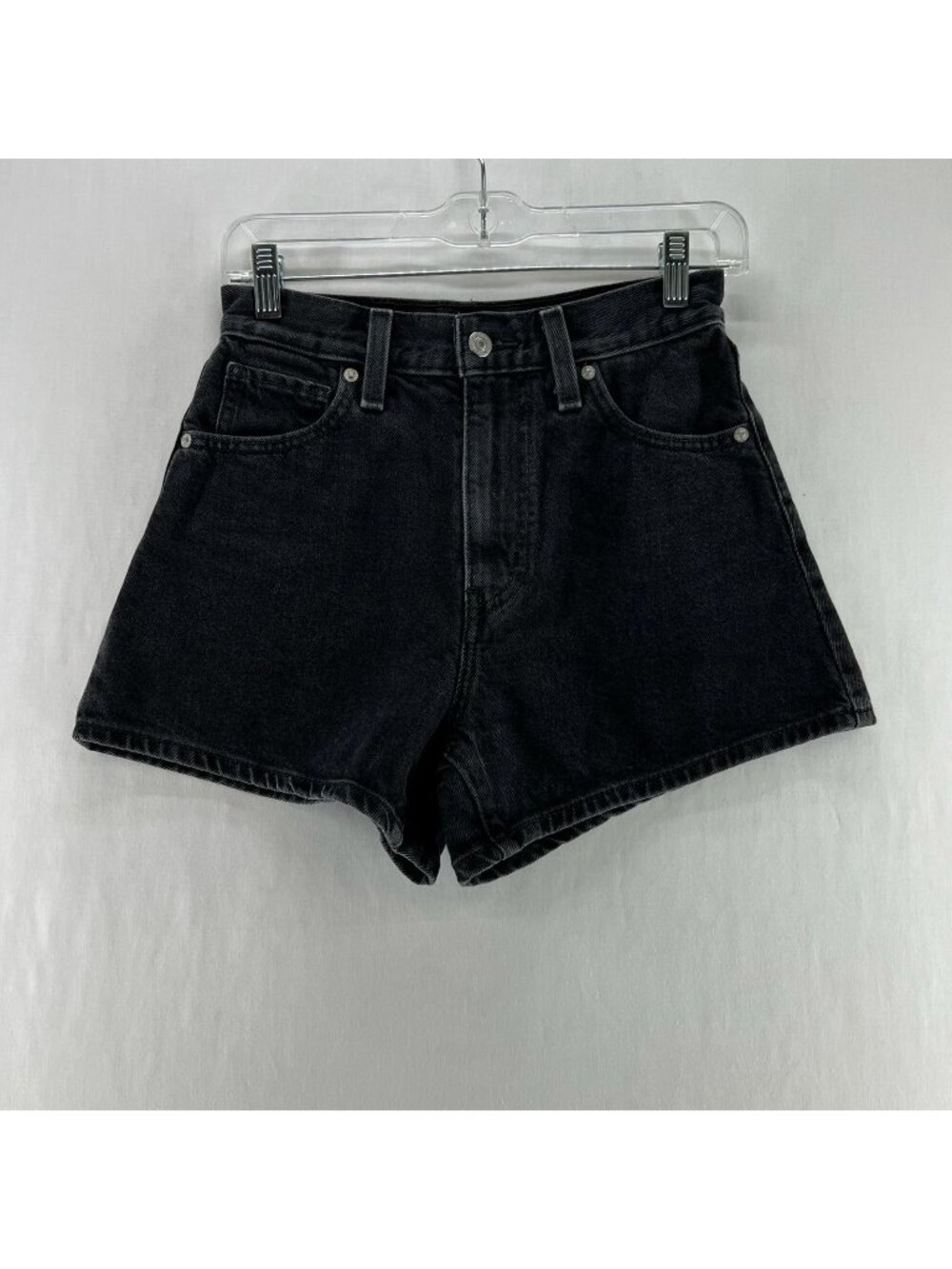 Levi's High Waisted Mom Shorts Womens 25 Denim High Rise Zipper Fly Washed Black